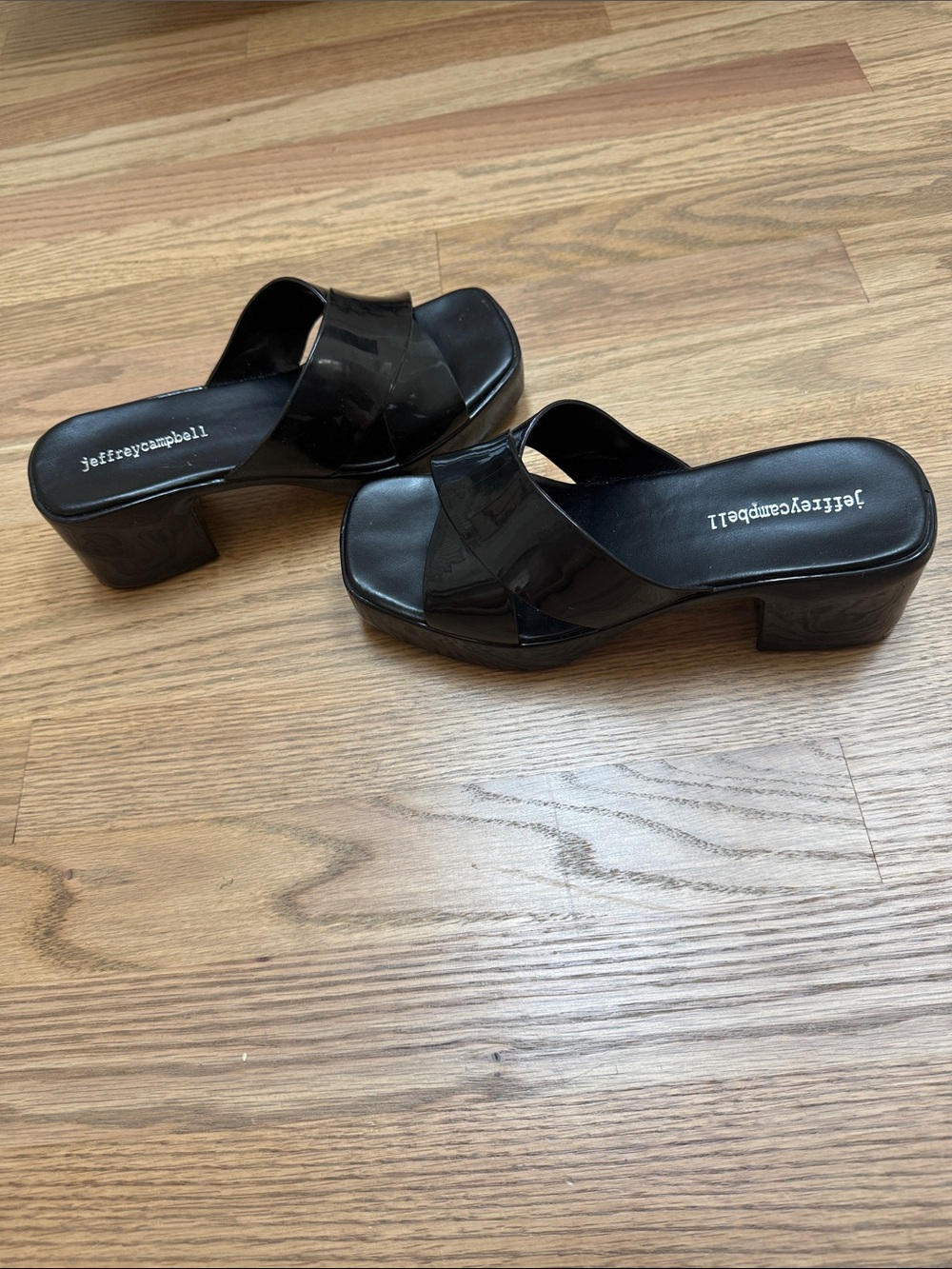 Jeffrey Campbell Black Patent Slide Mules